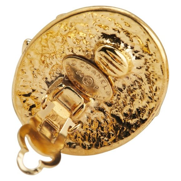 CHANEL Authentic Gold Logo Earrings - Picture 4 of 6